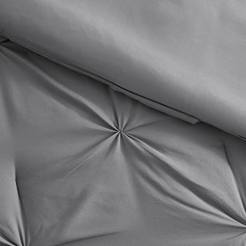 Bourina Comforter Sets 8 Pieces - Pleat Quilted Soft Warm Oversized Microfiber Comforter Set,Grey Queen (88X88Inch) #TOP3