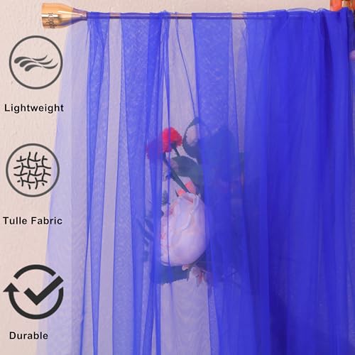Snowkingdom Royal Blue Cheesecloth Table Runner, 120 Inch Spring Blue Sheer Gauze Tulle Fabric Table Runner, 10ft Long Boho Rustic Decorations for Easter Wedding Baby Shower Birthday Party Home Decor by Snowkingdom - Used condition - Image 5