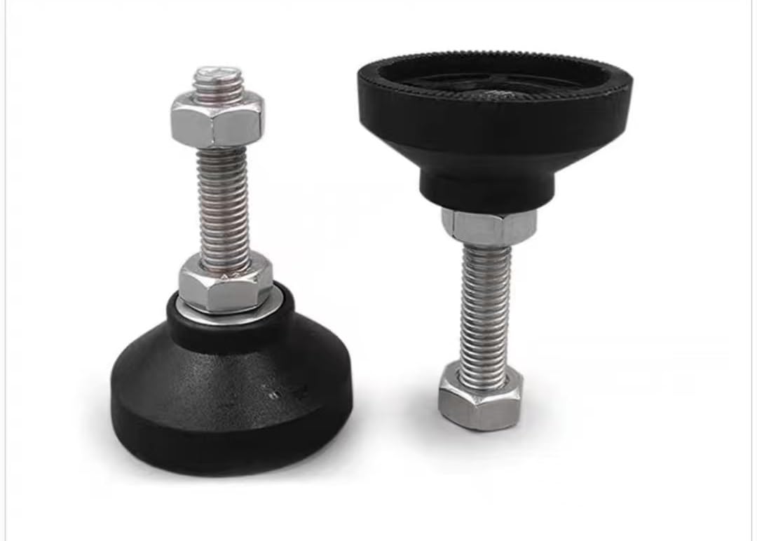 Patas antivibración ajustables D60 D80 para base de goma de piel y tallo de acero inoxidable para mesas de cabi, paquete de 2 unidades (D80 x M16 x 120 mm)