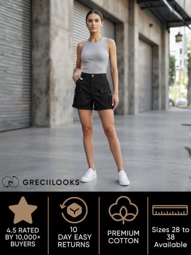 Image of GRECIILOOKS Women's Casual Knee Length Shorts,Casual Relaxed Fit Summer Shorts for Women & Girls | Comfortable Everyday Wear | Available in Plus Sizes
