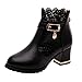 Femme Bottines, Hiver Bottines Plateforme Haut Bloc 6cm Chic Rétro Bottes Cheville de Dentelle Chic Fermeture éclair Derbys Classiques Confortable Mode Noir 36 EU