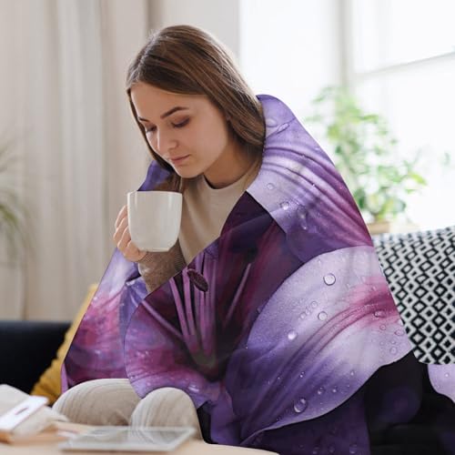 Couverture flanelle extra large violette contre le froid, plaid microfibre doux pour lit - 8