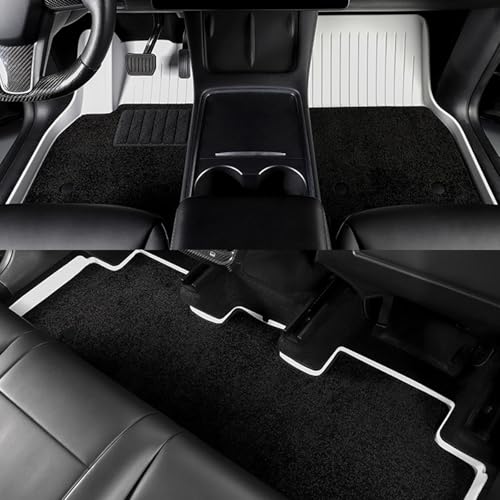 Floor Mats for Tesla 2019-2026 Model Y White 5-Seat Double Carpet & Floor Mats All Weather Durable TPE Anti-Slip Car Floor Liner Waterproof Custom Fit (White Double Layer, Model Y) by SanQing - Used condition - US$142.49