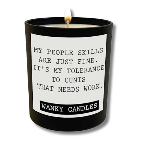 Wanky Candle - My People Skills are Just Fine | Rude & Humorous Scented Candle | Novelty Home Accessory WCBJ11