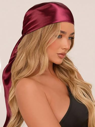 WOVOWOVO 35” Large Satin Square Head Scarf, 4PCS Silk Like Neck Scarf Hair Sleeping Wraps Satin Silk Scarfs for Women4