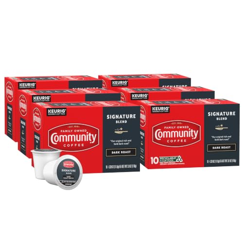 Image of Community Coffee Signature Blend, Dark Roast, K-Cup Pods, 10 Count (Pack of 6)