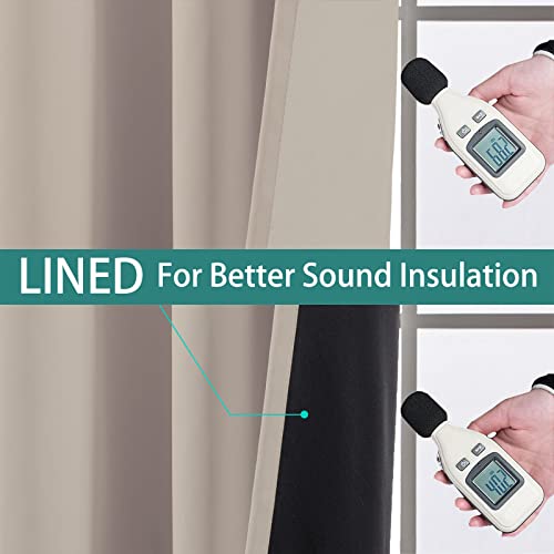 Image of Yakamok Natural 100% Blackout Patio Door Curtain Panels W70 x L84,1 Panel | Noise Reducing Barrier Panel for Sliding Glass Door, 2 Thick Layers Heat Full Light Blocking Patio Door Drapery