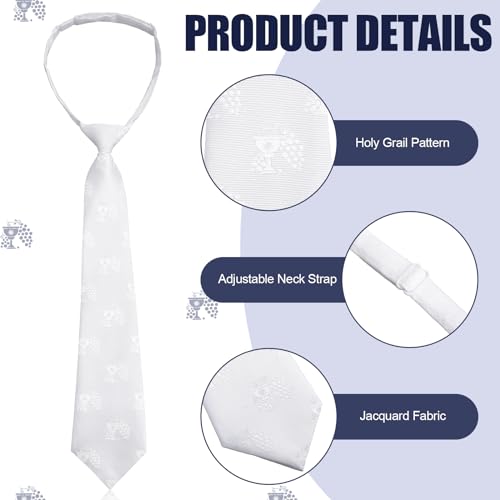 2 Pcs Boys First Communion Tie and Hanky Set, 1st Communion Satin Necktie Embroidered with the Chalice3