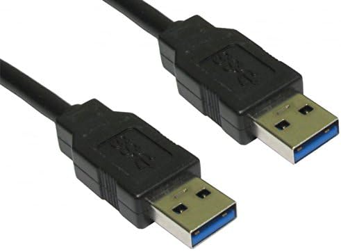 rhinocables USB 3.0 A to A Male Cable Flat Plug End Superfast Data Transfer Sync Wire for External Hard Drive Enclosures, DVD, Blu-ray, PC, Laptop 'Black, 5m'