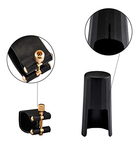Jiayouy Leather Ligature And Plastic Cap For Clarinet Mouthpiece Black 2Pcs #TOP2