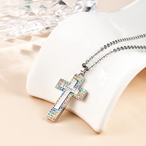 Baptism Cross Necklace for Women,First Communion Gold Cross Necklaces Jewelry Gifts for Women2