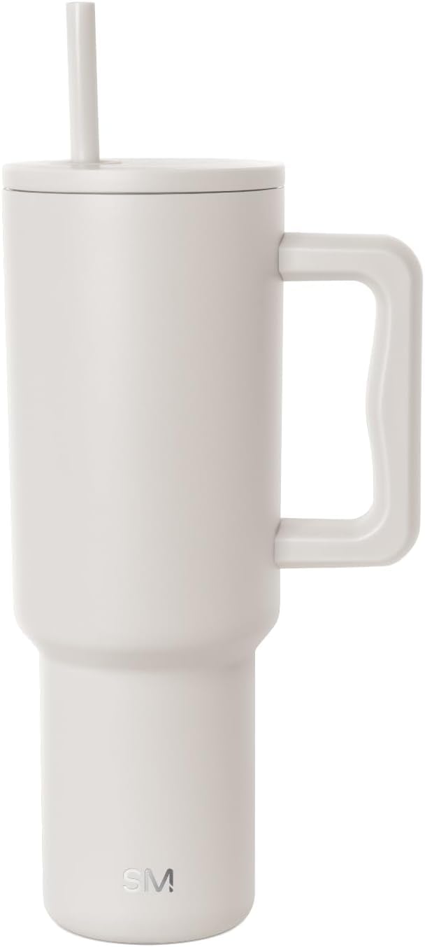 Simple Modern Trek Tumbler with Handle and Straw Lid | Cup Holder Friendly Insulated Stainless Steel Travel Mug | Almond Birch, 40 Ounces (Pack of 12)