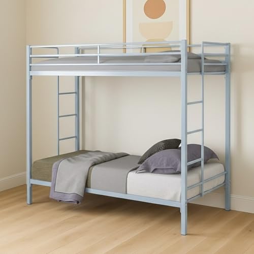 Image of Pilio Twin Over Twin Metal Bunk Bed | Bunk Bed Without Storage for Kids & Adult | Double Decker Bed for Kids Room| Space-Saving Twin Bunk Room| Bunker Bed Frame (Mattress Not Included)