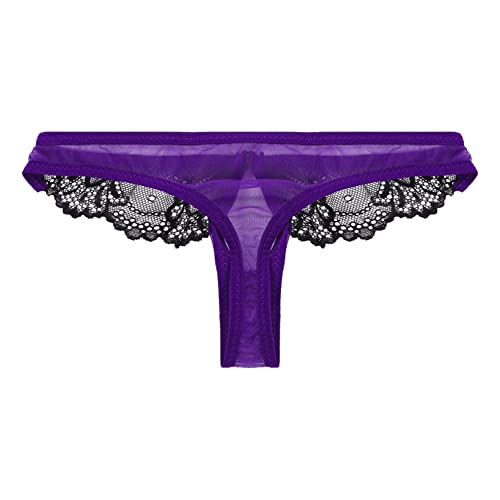 Sissy Mesh Lace Panties for Men Open Front Bikini Briefs Underwear See-Through Hot Underpants4