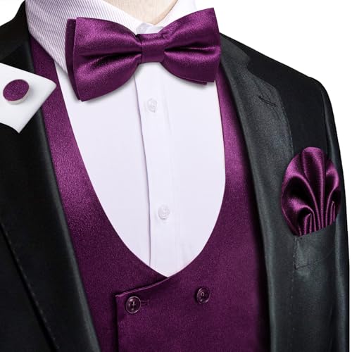 Silk Men's Suit Vest Slim Fit U-Neck Double Breasted Dress Vest Casual Business Formal Waistcoat4