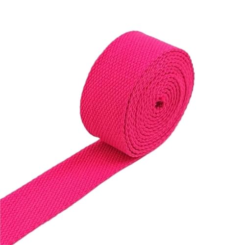 WENYAGUO Polyester Cotton Webbing Strap, Polyester Cotton Webbing Strap 20-50mm Wide 2mm Thick Multicolor 8 Meters(02pink,25mm)