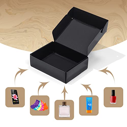 Image of ZBEIVAN 7x5x2 Black Small Shipping Boxes, 20 Packs Corrugated Cardboard Mailer Boxes for Packaging Small Business Mailing Gifts Wrap Boxes with Lids