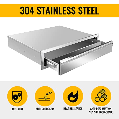 Image of Outdoor Kitchen Drawers 30 inch W x 6.5 inch H x 23 inch D Inch Stainless Steel Flush Mount BBQ Single Drawers for Outdoor Kitchen Island, or Patio Grill Station