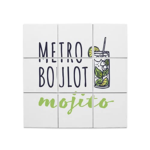 Crédence cuisine Métro Boulot Mojito en faïence 60x60 cm pour coin bar
