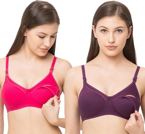 tummy Women's Cotton Nursing Bra| Wirefree | Non Padded | Full Coverage with Front Opening| Super Combed Cotton Elastane Fabric |Feeding Bra/Nursing Bra/Maternity Bra Combo-Pack of 2-picture-20
