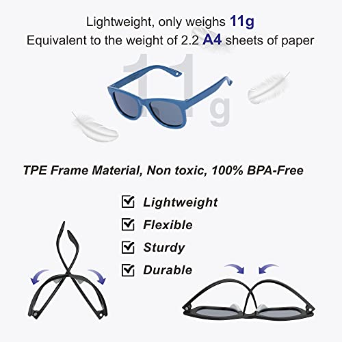 Image of COCOSAND Flexible Polarized Baby Sunglasses with Strap | UV Protection, Bendable, For Toddler Infant Newborn Girl Boy, Age 0-24 Months
