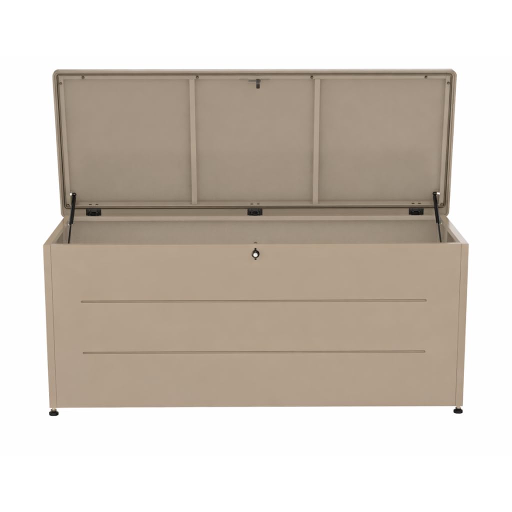 Coffre de Jardin 800L Taupe | Rangement Extérieur, Acier Galvanisé