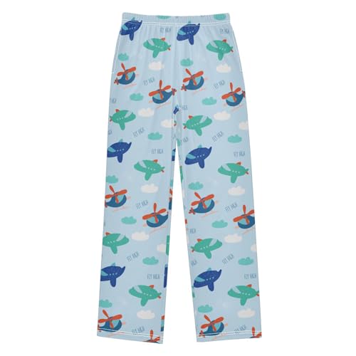 ZZXXB Helicopter Flying Boys Long Pants Soft Trousers Elastic Waist Kids Lounge Bottoms with Pockets S-XL