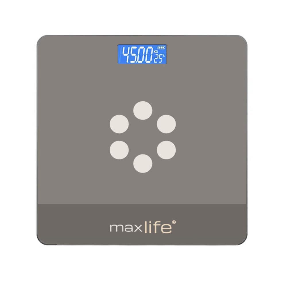 Max Life - Bathroom Scale Highly Accurate Digital Body Weight Scale Step-On Technology LED Display Sturdy 6mm Tempered
