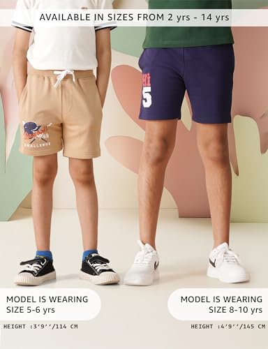 Image of Amazon Brand - Symbol Boys Cotton Rich Stretchable Knit Terry Shorts | Age 2-14 Years