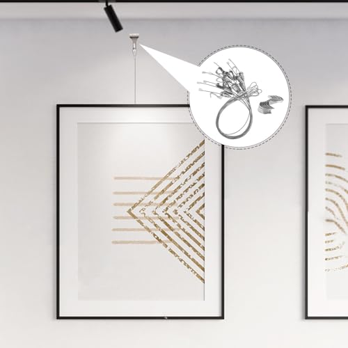 Kit para colgar cuadros de acero inoxidable con 10 ganchos ajustables plata 7