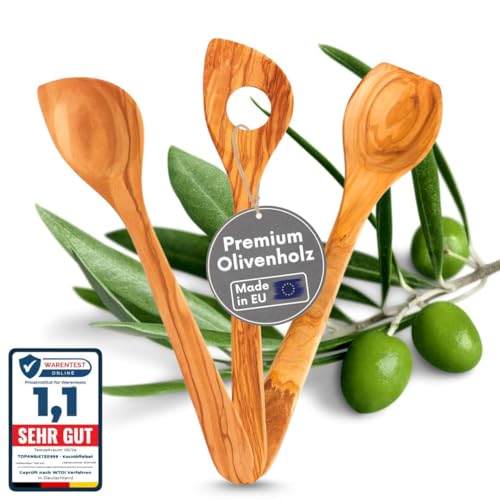 TOPANBIETER 999 Ustensile de cuisine en bois d'olivier (Lot de 3 cuillères de cuisine)
