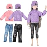 Bencailor 6 Pcs Doll Clothes Doll Accessories Include Sweater Pants Shoes Hat for Birthday Gift(Vivid,12 Inch)