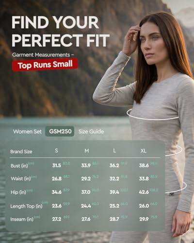 Image of MERINNOVATION Merino Wool Base Layer Set for Women 100% Merino Wool Thermal Underwear Sets Lite - Midweight Top Tank Bottom