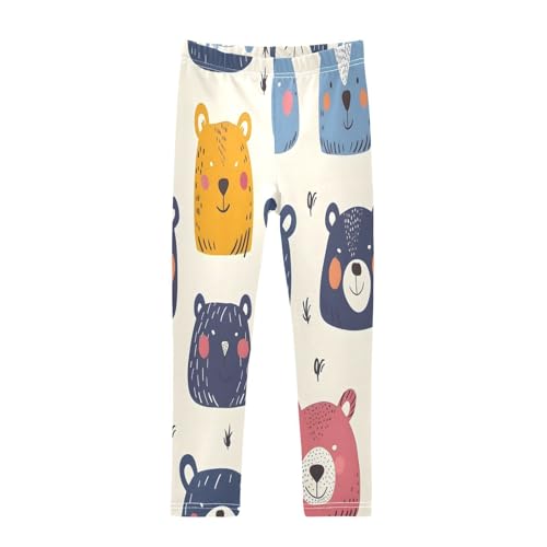 Toddler Girls Leggings Printed Yoga Pants Leggings Bear Face for Kids