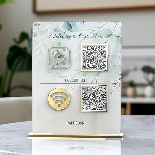 Panneau personnalisé en acrylique 3D multi-code QR personnalisé Cashapp Venmo Instagram Facebook médias sociaux Business Scan to Pay Panneau de paiement pour salon de beauté coiffeurs esthéticiennes