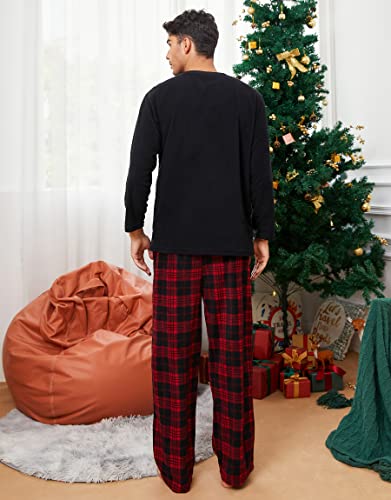Image of U2SKIIN Mens Fleece Pajama Pants, Warm Plaid Lounge Pj Bottoms