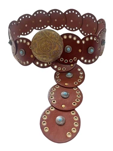 Verdusa Women's Western Boho Cowgirl PU Leather Waist Belt Vintage Concho Belt - Main Image