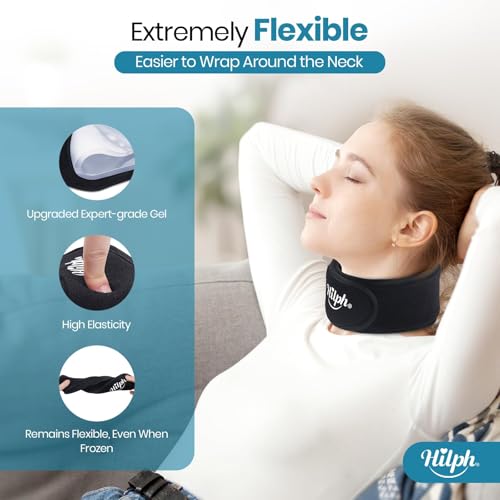 Image of Hilph Neck Ice Pack Wrap for Tonsillectomy Recovery, Throat Ice Pack for Thyroidectomy, Adjustable Gel Ice Collar Cold Compress for Neck Cervical Pain Relief, Post Surgery, Hot Flash, Menopause Black
