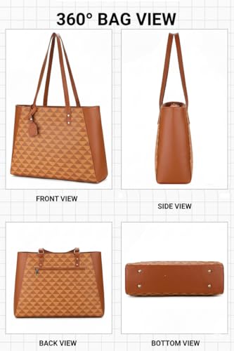 Image of K London Stylish Women's Office Bag - Vegan Leather Laptop Tote Professional & Casual Work Use | Spacious, Durable & Elegant Shoulder bag | Handbag | 15.6 inch Laptop(2308 P)