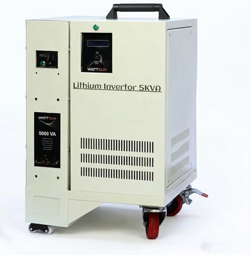 Image of Wattsun 5kVA Inverter with 10.24KWh High Capacity Inbuilt Lithium Battery | Upto 15 Yr Life | Solar Compatible | UPS Mode | Runs 1.5 Ton AC | Fast Charging, Zero Maintenance | 5-Year Warranty