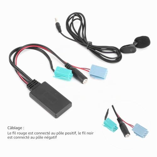 Qiilu Adaptateur Audio Bluetooth 6 Broches avec Microphone, Compatible avec (2005-2011), Espace et (câble AUX-in pour autoradio) – vue 3