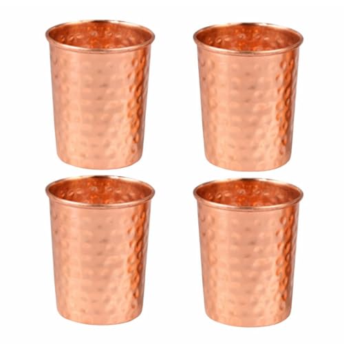 Image of Copper Glass Set of 4 for Drinking Water | Pure Copper Tumbler | Ayurvedic Health Glasses for Home & Kitchen