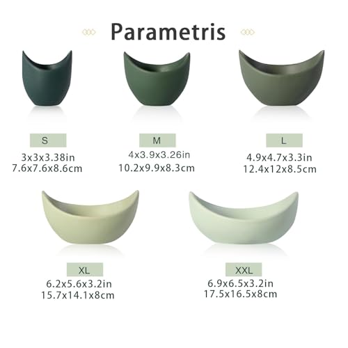 Gaobei Insalatiere in porcellana, 5 di ciotole per pasta a forma di loto e forno a microonde, ciotole in ceramica uniche per insalata, pasta, ideale per la casa e il ristorante (verde) (verde) - immagine 4