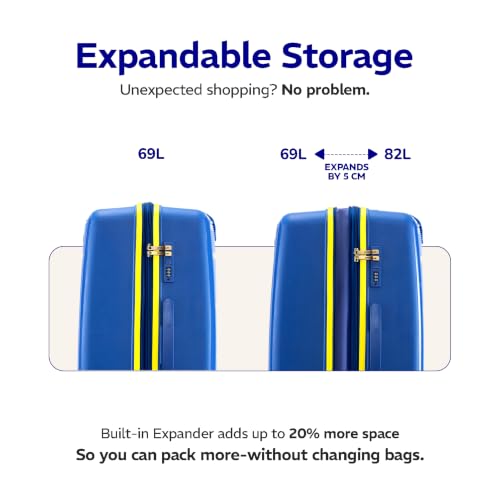 Image of Provogue Spectrum Hard-Sided PP 65 Cm Trolley Bags for Travel Medium Size | Expandable Luggage Suitcase with 8 Wheels | Combination Lock | 5 Year Warranty (Aqua Hush Blue)