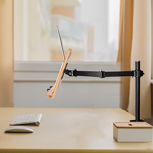 Wishacc Book Stand With Clamp, Aluminum Alloy And Bamboo Material Build, Table Side Design, Height Adjustable, Desktop Reading Mount Holder With Sturdy Page Clips (11 X 8.1 Inches) #TOP4