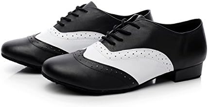 Minishion Dancing Shoes for Men 1" Standard Heel Black/White Leather Ballroom Dance Shoes US 10 | Image 2