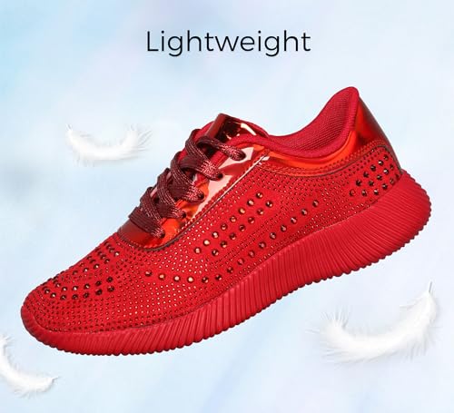 Image of BELOS Women's Glitter Shoes Sparkly Lightweight Metallic Sequins Tennis Shoes Casual Retro Braided Walking Shoes