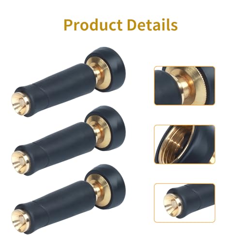 Image of RUIAN 2Pcs Brass Hose Nozzle,American 3 /4 Internal Thread Adjustable Hose Nozzle for Cleaning Car, Watering Flowers, Lawns, Cleaning Ground