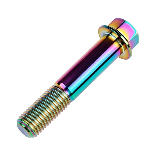 Image of Titanium Bolt M12 30 35 40 45 50 55 60 65 70 75 80 85 90mm Hex Small Flange Head for Motorcycle Car Modification Pack of 4 (M12x60mm Pitch 1.25, Multicolored)