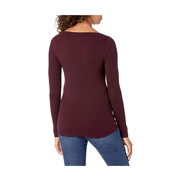 Amazon-Essentials-Womens-Lightweight-Ribbed-Long-Sleeve-Boat-Neck-Slim-Fit-Sweater Amazon Essentials Women's Lightweight Ribbed Long-Sleeve Boat Neck Slim-Fit Sweater, Burgundy, Medium